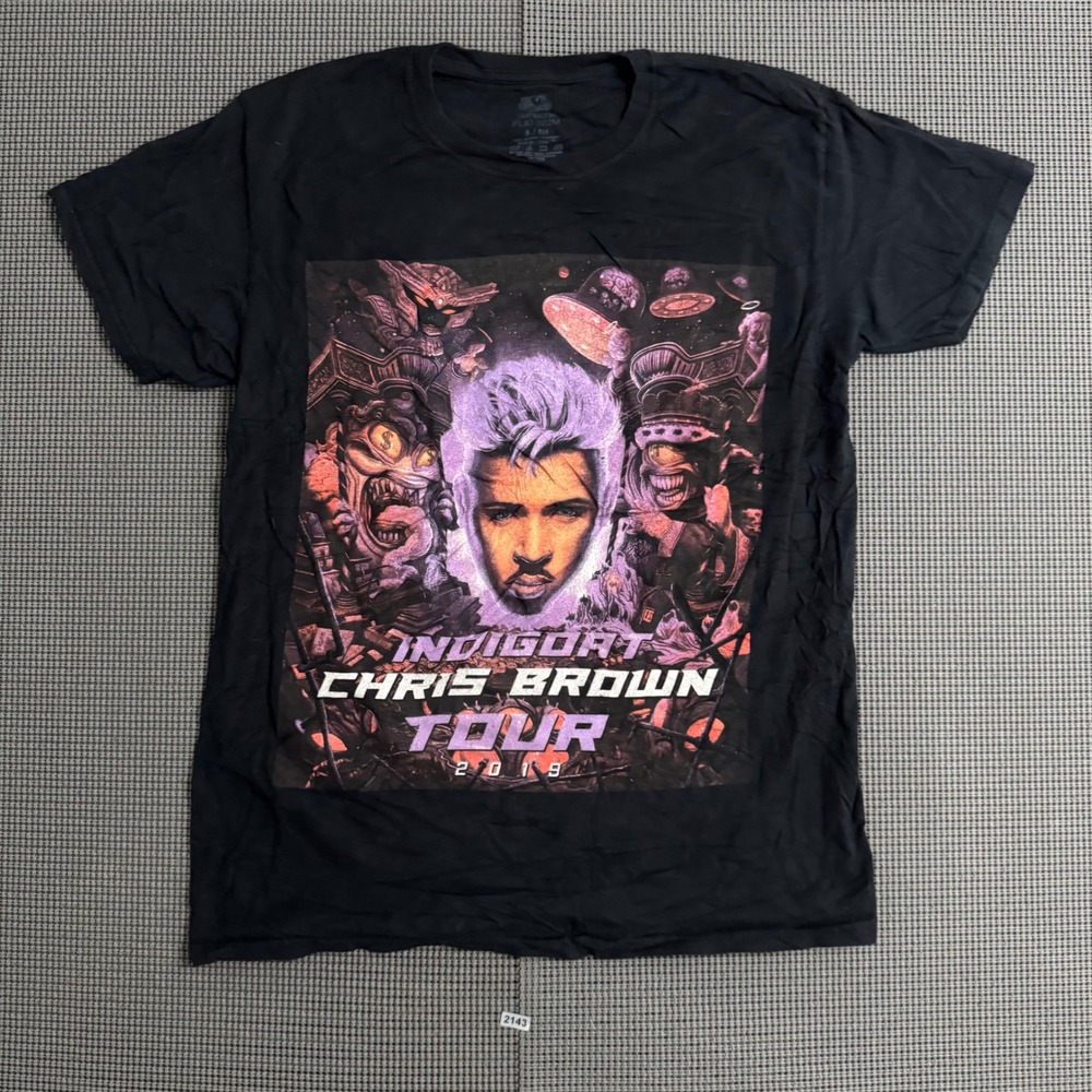 Chris Brown Indigoat Tour 2019 Graphic T-Shirt Black Small Fruit of the Loom